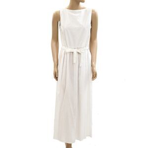 La Maregold White Tank Maxi Dress Sleeveless A-Line Cotton Casual XS NEW 284263